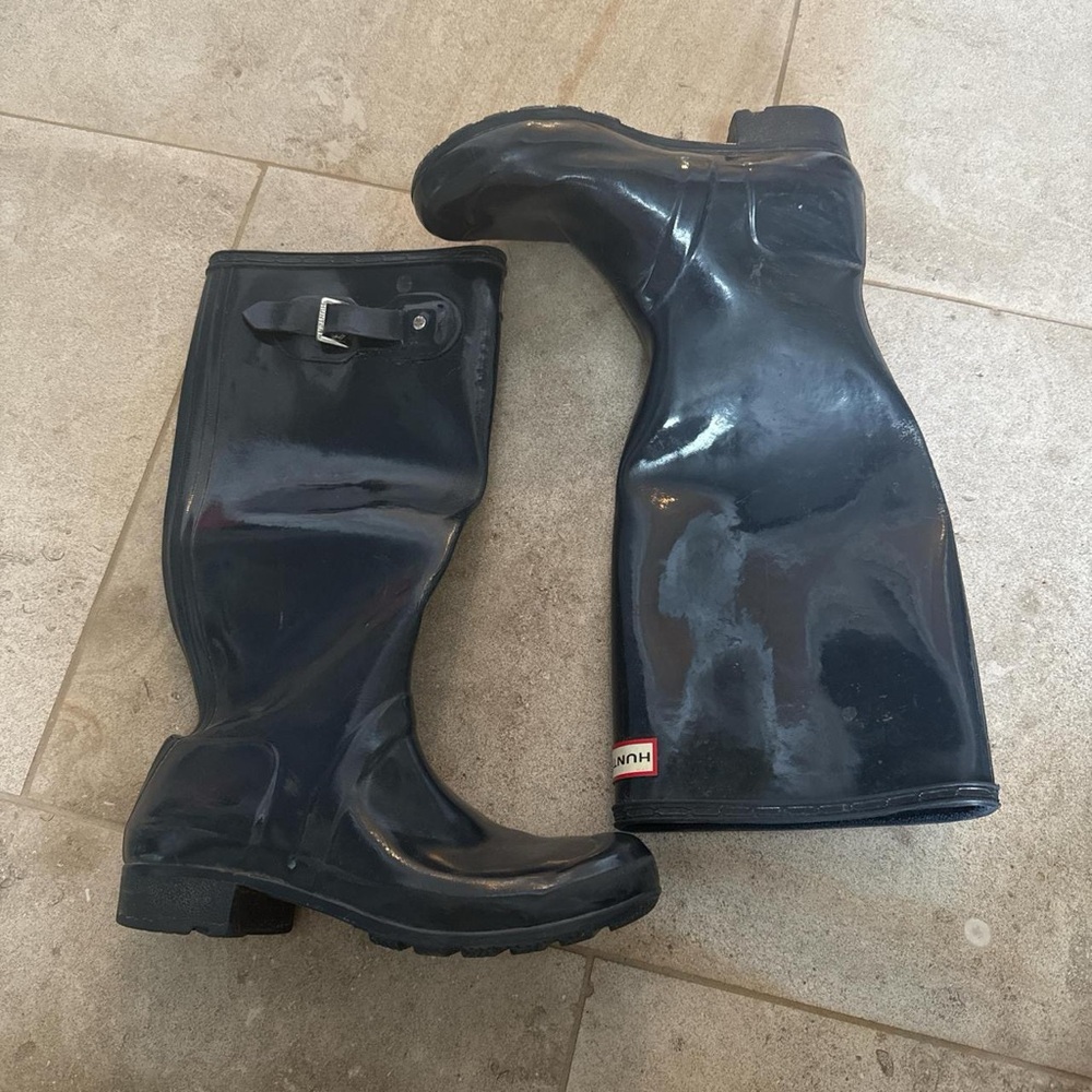 Hunter Glossy Black Rain Boots